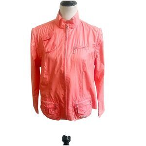 Jamie Sadock Women’s Convertible Sleeve Golf Windbreaker Jacket Medium Coral